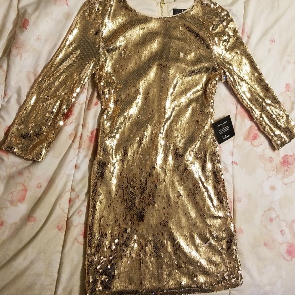 Gold sequin dress